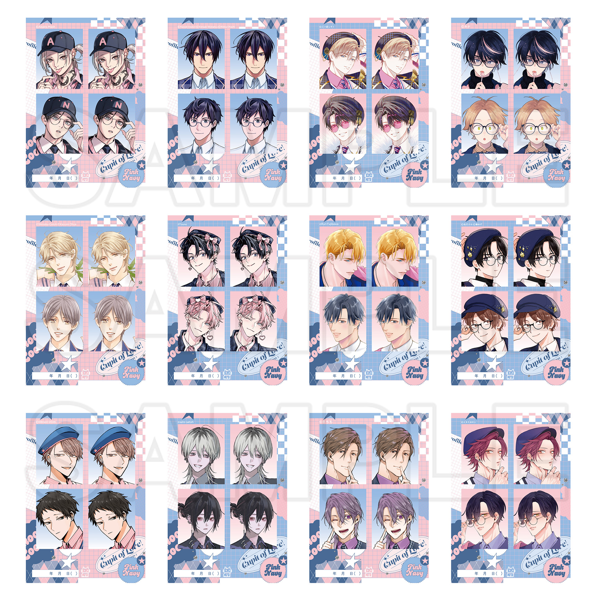 プリントフォト風シール　PINK/NAVY TRAD. CLUB ver.(12種)